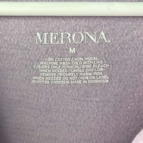 Draped: violet top with 3/4 sleeves - Picture 4 of 7